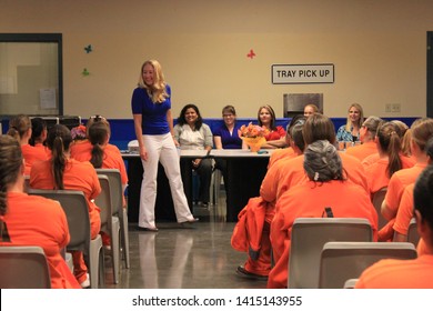 Goodyear, Ariz. / US - March 24, 2011: Olympic Gold Medalist Misty Hyman Speaks To Perryville State Prison Inmates About Making A Fresh Start In Life After Their Release From Prison. 4988