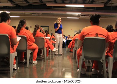 Goodyear, Ariz. / US - March 24, 2011: Olympic Gold Medalist Misty Hyman Speaks To Perryville State Prison Inmates About Making A Fresh Start In Life After Their Release From Prison. 5044