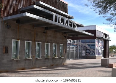 Goodyear Arizona 1-13-2021 Ticket Booth At Goodyear Ballpark The Spring Training Facility For The Cincinnati Reds And Cleveland Indians Baseball Teams