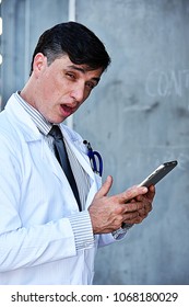 Goofy Male Doctor Wearing Lab Coat