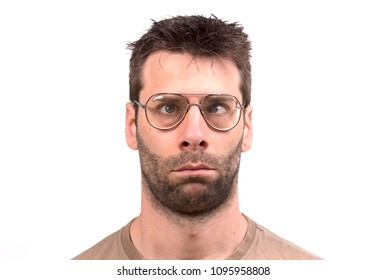 Goofy Man With Vintage Glasses - Isolated On White