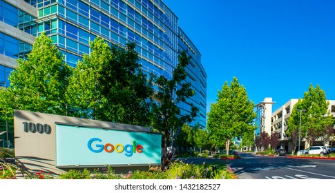 Google Sign Is Displayed Near Google Campus In Silicon Valley - Sunnyvale, California, USA - June 23, 2019