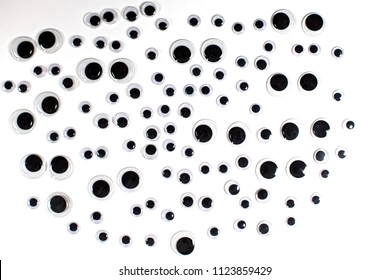 Various Pairs of Googly Eyes Isolated on White Background.