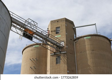 GOORNONG, AUSTRALIA - February 29, 2020: Silos At The Disused Goornong Railway Station Are Used By ISH24 To Conduct Accredited Workplace Safety Training, Including Vertical Rescue, Confined Space