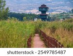 Goose Lake Nature Park and Bird Watching Tower (An important station point of migratory birds) in Pazar, Tokat, Middle Black Sea Region, Turkey