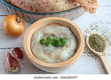 Goose Lard In A Wooden Bowl