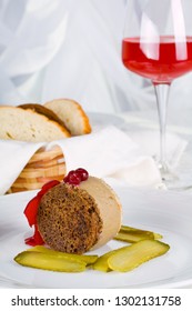 Goose Liver Pate With Crispy Rye Bread Crumbs, Pickles And Lingonberries