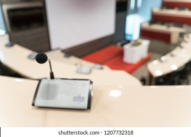 Goose Neck Microphones Wireless  In Big Lecture Hall Meeting Room 