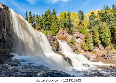 The Gooseberry River Cascades Down a Steep Cliff in Northeastern Minnesota