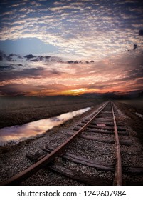 GoPro Hero 6 Sunset View From An Abandoned Railway In Goldsboro, Wayne County, North Carolina, USA