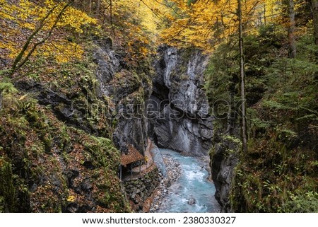 Gorceous landscape of Partnach Gorge in autumn in Garmisch-Partenkirchen, Bavaria, Germany