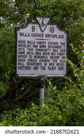 Gore, VA USA - July 31 2022: Birthplace Of Pulitzer Prize Winner, American LGBT+ Author Willa Cather