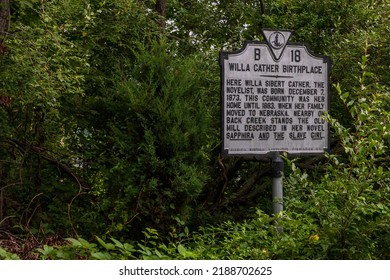 Gore, VA USA - July 31 2022: Birthplace Of Pulitzer Prize Winner, American LGBT+ Author Willa Cather