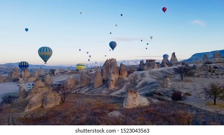 Goreme Cappadocia Turkey balloons in flight