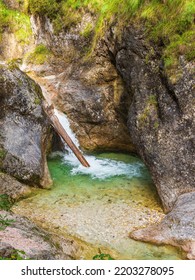 Gorge Almbachklamm In The Berchtesgaden Alps, Germany.