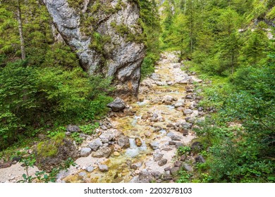 Gorge Almbachklamm In The Berchtesgaden Alps, Germany.