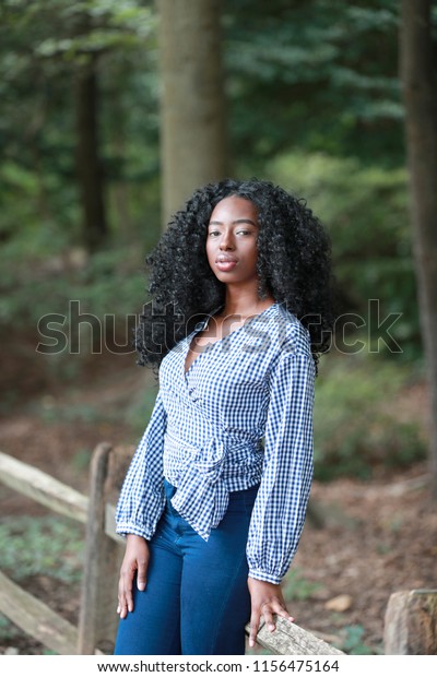 Gorgeous African American Woman Thick Curls Stock Photo Edit Now