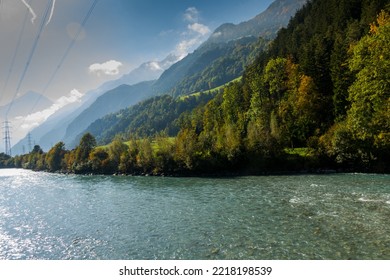 Gorgeous Alps And River In Switzerland. Mountains And River, Incredible Nature