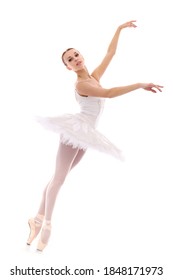 Gorgeous Ballerina In Action White Background