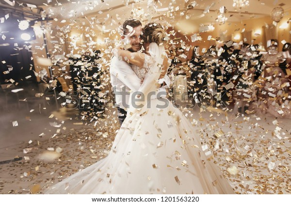 Gorgeous Bride Stylish Groom Dancing Under Stock Photo Edit Now