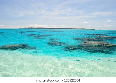 The Gorgeous Color Of Aitutaki Lagoon, Cook Islands, Taken From Boat