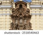 Gorgeous Main Porch of Basilica and Convent of San Francisco in the Historic Centre of Lima, UNESCO World Heritage Site, Lima, Peru, South America