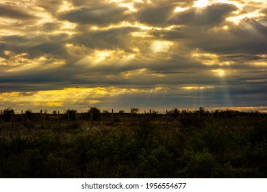 Gorgeous Panorama Scenic Of The Strong Sunrise With Silver Lining And Cloud On The Orange Sky.

 15.04.2021 : Europe, Bulgaria , Sofia, Plovdiv, Asenovgrad