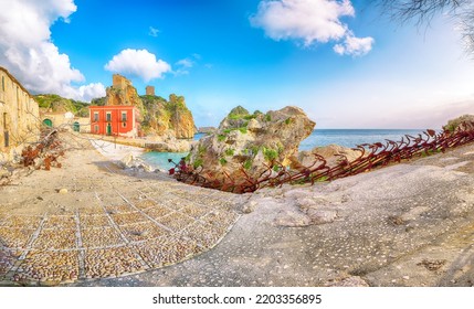 Gorgeous Scene Of Tonnara Di Scopello. Popular Travel Destination On Mediterranean Sea. Location: Scopello, Province Of Trapani, Sicily, Italy, Europe