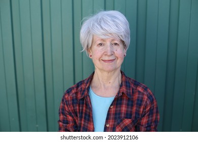 Gorgeous Senior Woman With Short White Hairstyle
