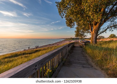 Gorgeous Summer Lake Sunset, Oval Beach, Michigan, USA 