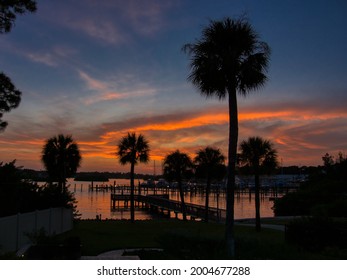 Gorgeous Sunset Over The Anclote River In Tarpon Springs, Florida