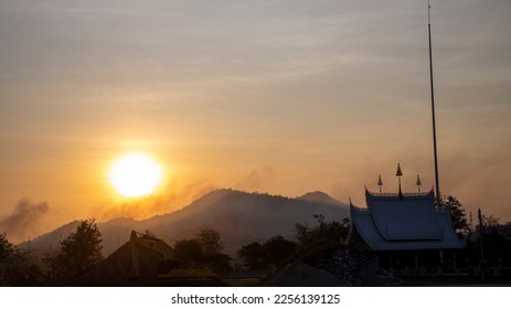 Gorgeous view of flowing clouds, sunrise and time lapse, peaceful temple background.