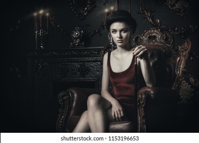 Gorgeous Young Woman Velvet Red Dress Stock Photo 1153196653 | Shutterstock