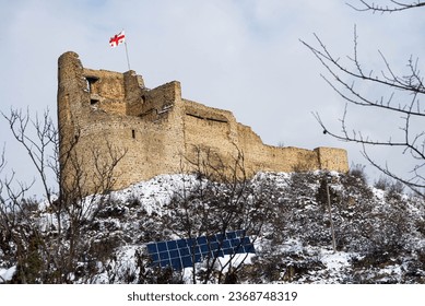 Gori Fortress is a medieval citadel in Georgia, situated above the city of Gori on a rocky hill. Standing on the hilltop - Shutterstock ID 2368748319