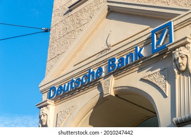 Gorlitz, Germany - June 2, 2021: Sign And Logo Of Deutsche Bank AG. Deutsche Bank Is A Large German Global Financial Service Provider.