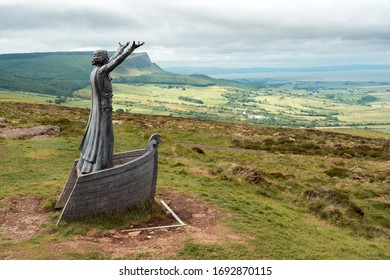 Gortmore, Northern Ireland, UK - Jun 17, 2018: Manannan Mac Lir Statue - A Warrior And King Of The Otherworld In Irish Mythology Who Is Associated With The Sea And Often Interpreted As A Sea God