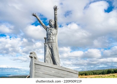 Gortmore, Northern Ireland, UK - September 18 2022 : Manannan Mac Lir Statue By John Darre Sutton - He Is A Warrior And King In Irish Mythology Who Is Associated With The Sea And Often Interpreted As