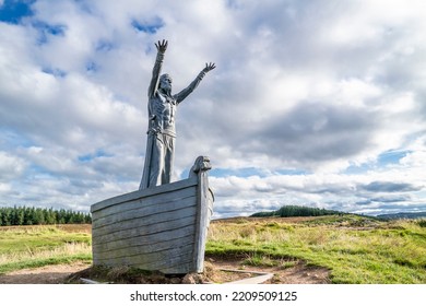 Gortmore, Northern Ireland, UK - September 18 2022 : Manannan Mac Lir Statue By John Darre Sutton - He Is A Warrior And King In Irish Mythology Who Is Associated With The Sea And Often Interpreted As