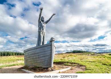 Gortmore, Northern Ireland, UK - September 18 2022 : Manannan Mac Lir Statue By John Darre Sutton - He Is A Warrior And King In Irish Mythology Who Is Associated With The Sea And Often Interpreted As