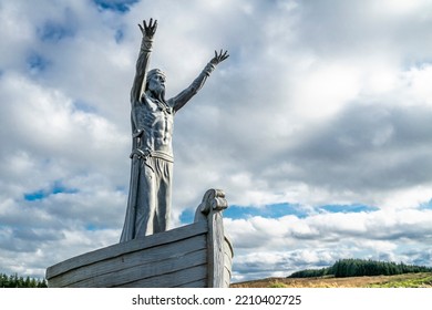 Gortmore, Northern Ireland, UK - September 18 2022 : Manannan Mac Lir Statue By John Darre Sutton - He Is A Warrior And King In Irish Mythology Who Is Associated With The Sea And Often Interpreted As