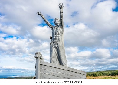 Gortmore, Northern Ireland, UK - September 18 2022 : Manannan Mac Lir Statue By John Darre Sutton - He Is A Warrior And King In Irish Mythology Who Is Associated With The Sea And Often Interpreted As