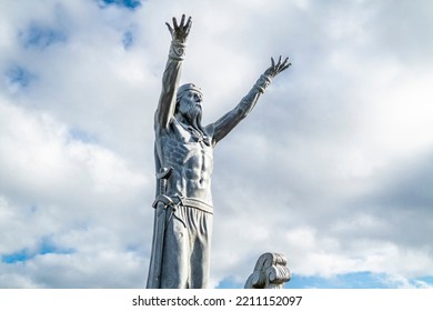 Gortmore, Northern Ireland, UK - September 18 2022 : Manannan Mac Lir Statue By John Darre Sutton - He Is A Warrior And King In Irish Mythology Who Is Associated With The Sea And Often Interpreted As