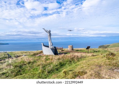 Gortmore, Northern Ireland, UK - September 18 2022 : Manannan Mac Lir Statue By John Darre Sutton - He Is A Warrior And King In Irish Mythology Who Is Associated With The Sea And Often Interpreted As