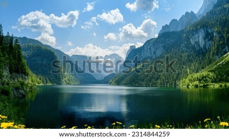 Gosausee, a beautiful lake with moutains in Salzkammergut, Austria.