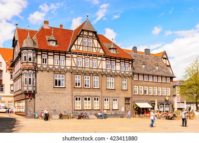 GOSLAR, GERMANY - MAY 4, 2015: Architecture of the main square in the historic Town of Goslar. Goslar Historic Town is a UNESCO World Heritage site