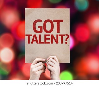 Got Talent? Card With Colorful Background With Defocused Lights