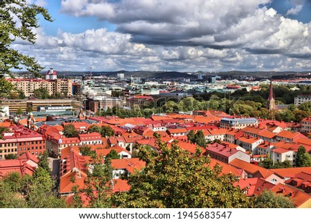 Gothenburg city in Sweden. Aerial view of Haga district.