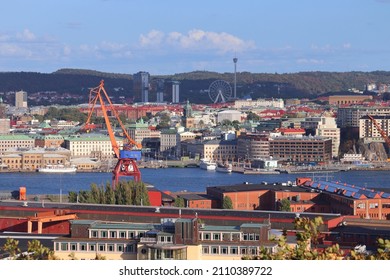 Gothenburg city in Sweden. Skyline with Gota Alv river.