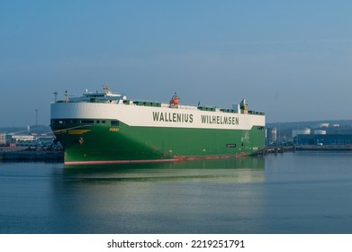 Gothenburg, Sweden - April 22 2011: Car Transport Ship Porgy At Port.