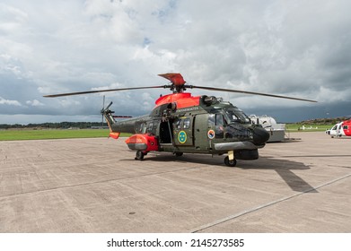 Gothenburg, Sweden - August 29 2009: Super Puma Swedish army helicopter on display.